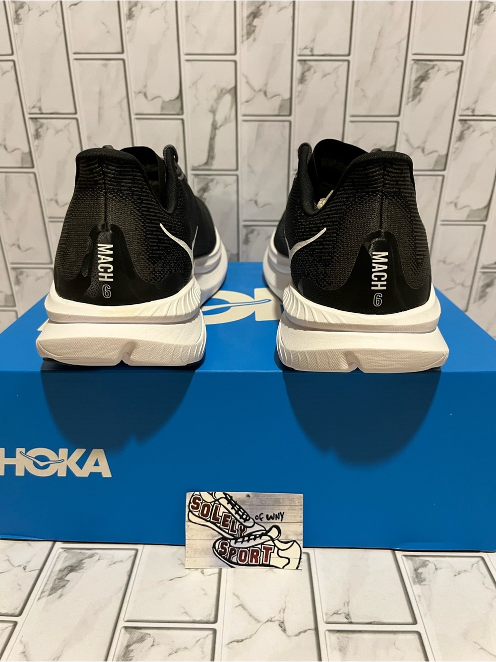 New Hoka One One Mach 6 Running Shoes Black White Mens Size Training Gym - Picture 5 of 16